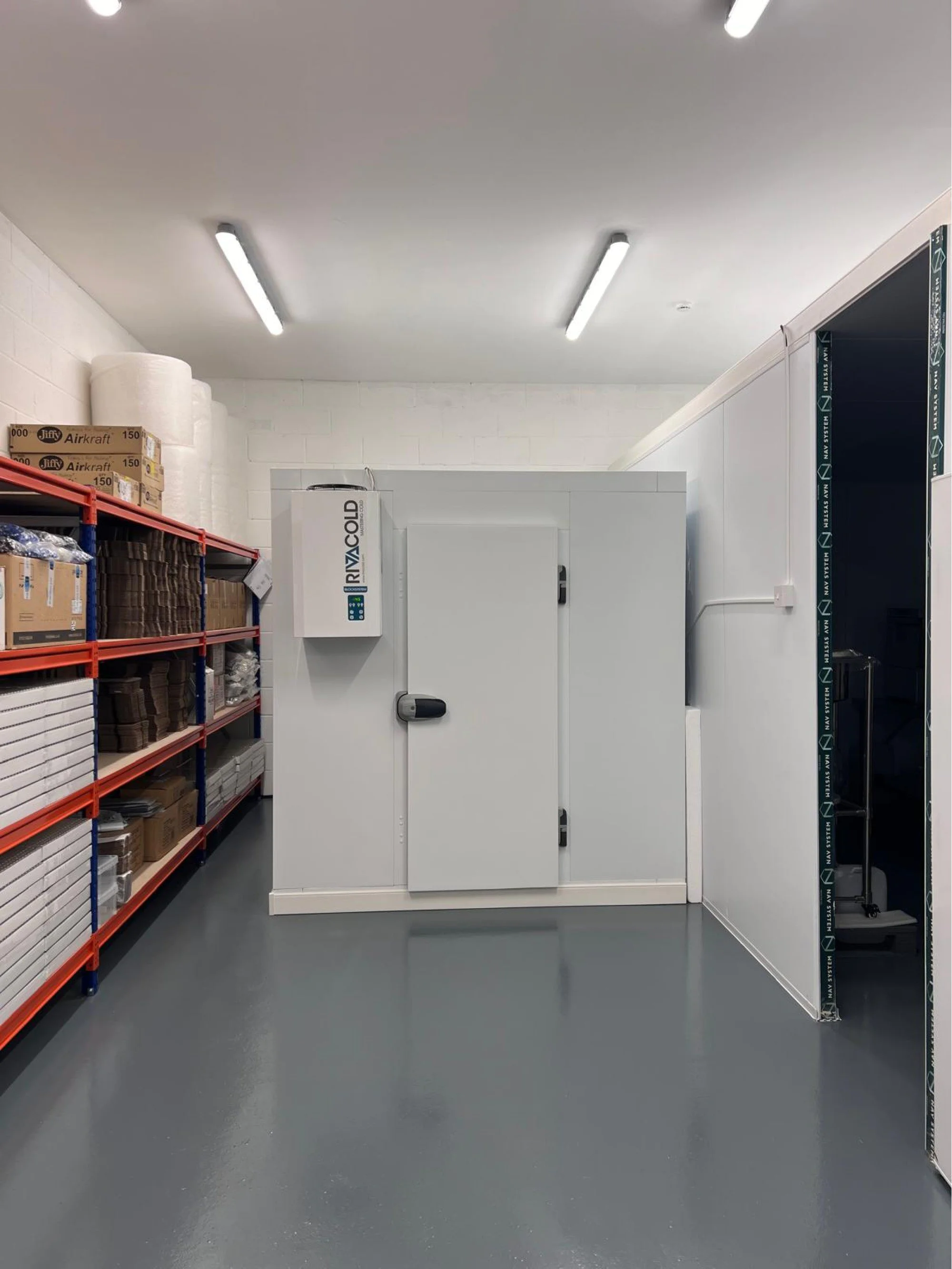 Walk-in cold room at our UK premises